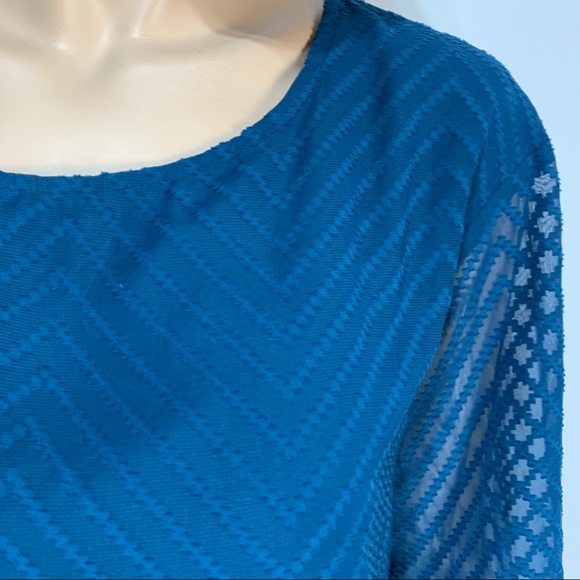 Ann Taylor Factory Textured Blouse Sheer Sleeves S - Picture 6 of 8